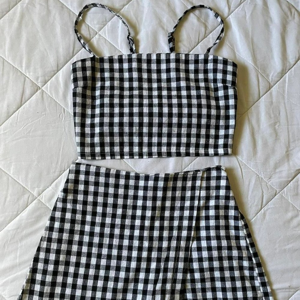 Black & White Gingham Two Piece Set
